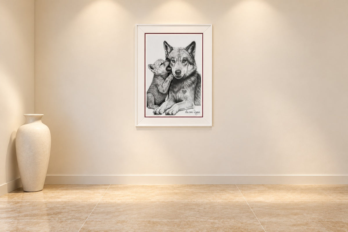 Patience by Leeanne Dignan, framed in an ivory contemporary exhibition space
