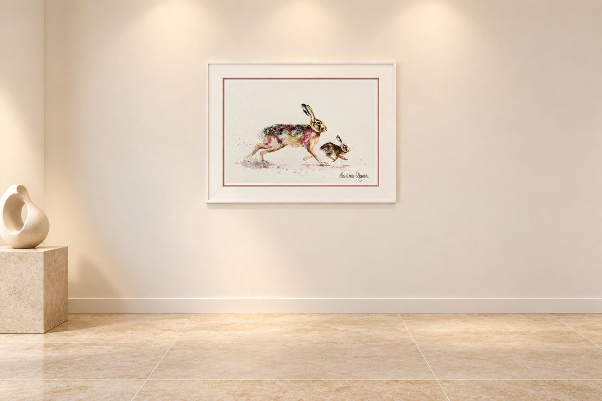 Play by Leeanne Dignan, framed in an ivory contemporary exhibition space