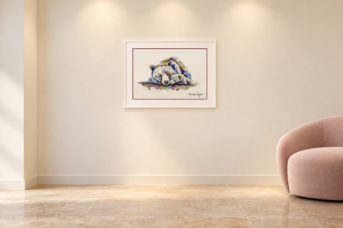 Shelter by Leeanne Dignan, framed in an ivory contemporary exhibition space