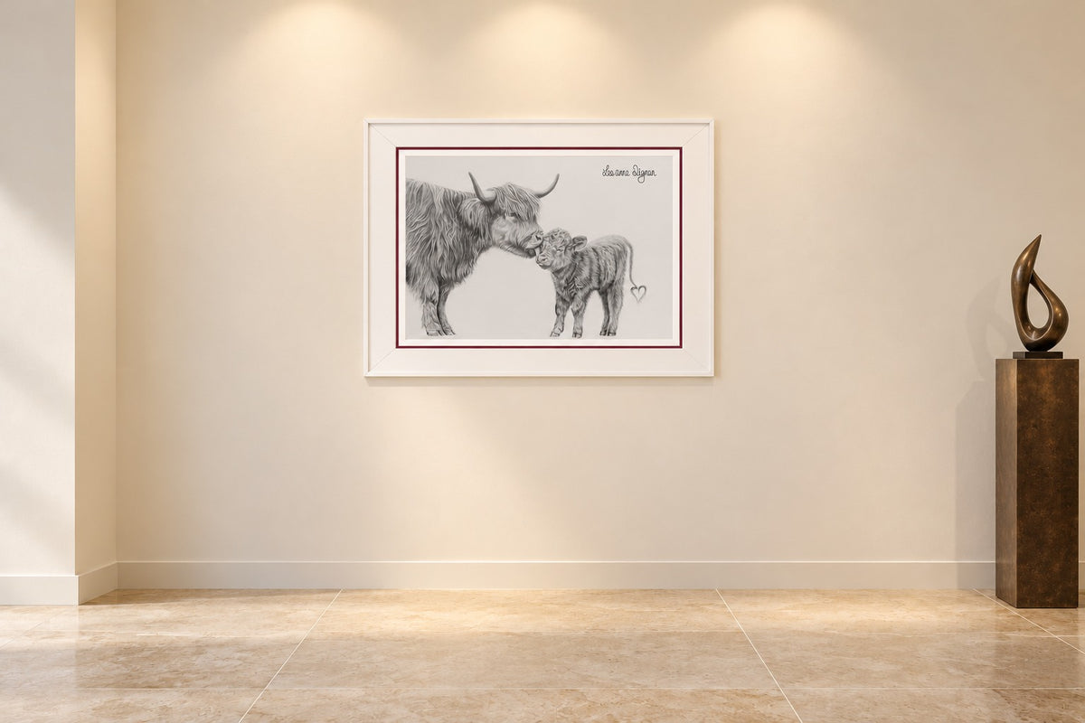 Tend by Leeanne Dignan, framed in an ivory contemporary exhibition space